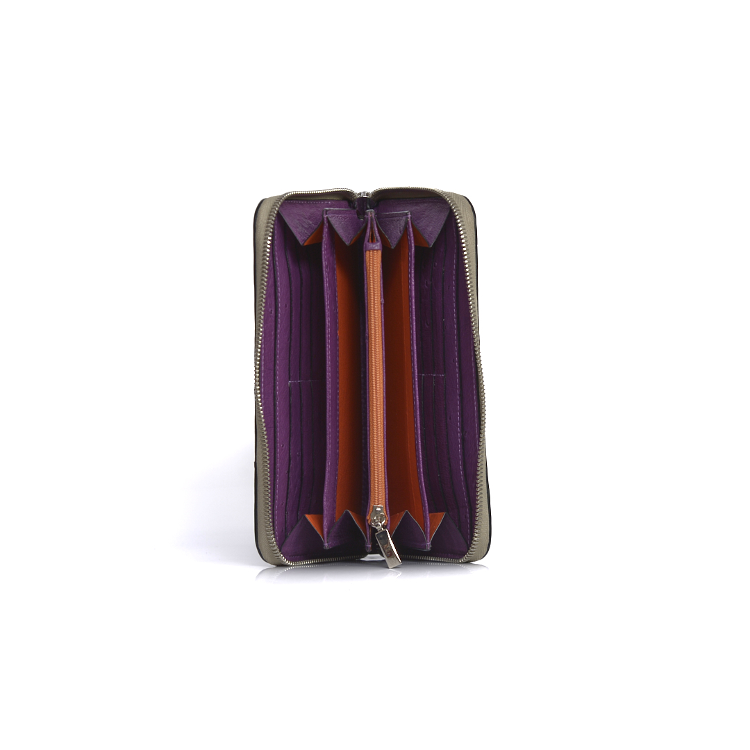 Virginia — African Ostrich Quill Leather Long Wallet Purse - Image 2