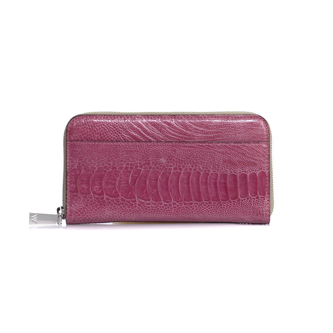 Virginia — African Ostrich Leg Leather Long Wallet Purse